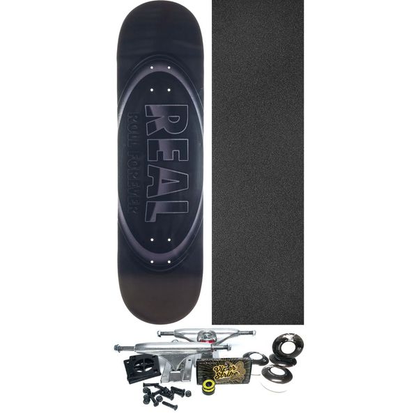 Real Skateboards Oval DBX Silver Foil Skateboard Deck - 8.5" x 31.8" - Complete Skateboard Bundle